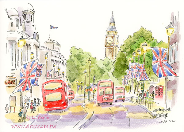 London Street Scene 倫敦街景_賴英澤 繪_Painted by Lai Ying-Tseg